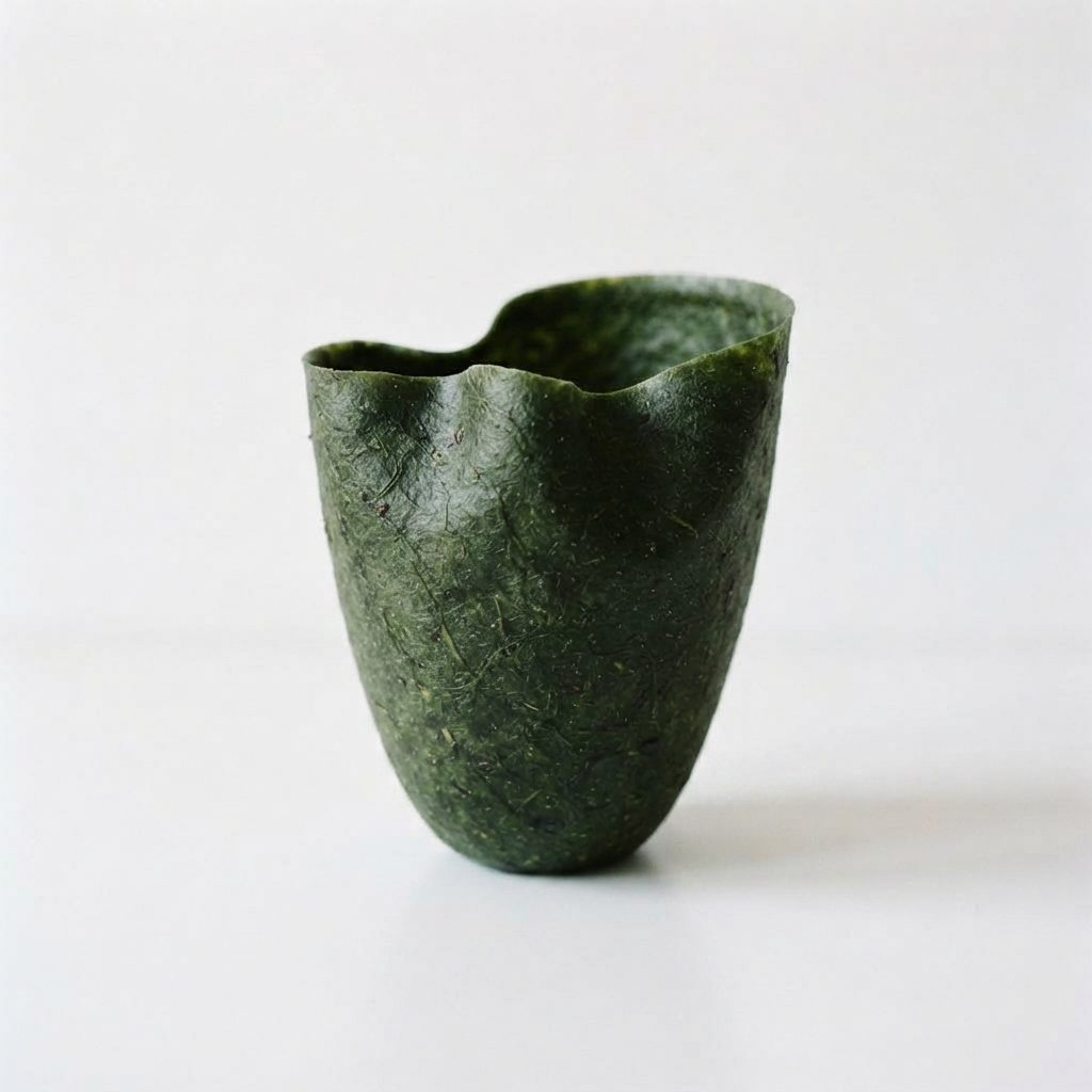 The Kelp Fold Vase, a tall folded seaweed vase